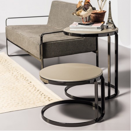 Couchtisch mit Lederbezug und Metallgestell - Joint H35